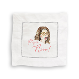 White Lotus Linen Cocktail Napkin Set