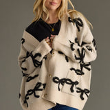 Tan & Black Bow Cardigan