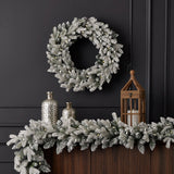 Shadow Woods Flocked Spruce 9ft Pre-lit Garland (plug in)