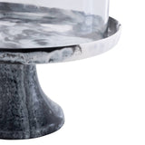 Lucente Black & White Resin Cake Stand & Dome