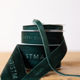 Merry Christmas Ribbon Velvet Green