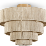 Everly Semi Flush Mount in natural abaca rope with taupe canopy