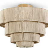 Everly Semi Flush Mount in natural abaca rope with taupe canopy