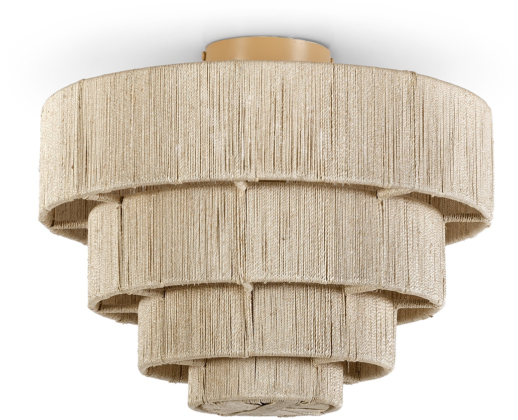Everly Semi Flush Mount in natural abaca rope with taupe canopy