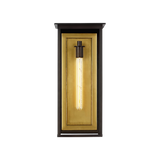 Freeport Extra Large Wall Lantern in Heritage Copper with a rectangular frame and tubular bulb
