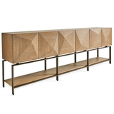 Trapezoid 6 Door Cabinet in brushed American white oak with bronze base