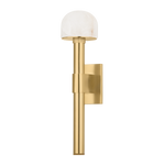 BELLVALE wall sconce in aged brass with an illuminated alabaster dome