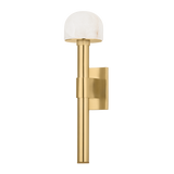 BELLVALE wall sconce in aged brass with an illuminated alabaster dome
