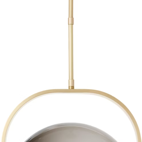 Fues Medium Pendant in Natural Brass with Transparent Smoke Glass shade