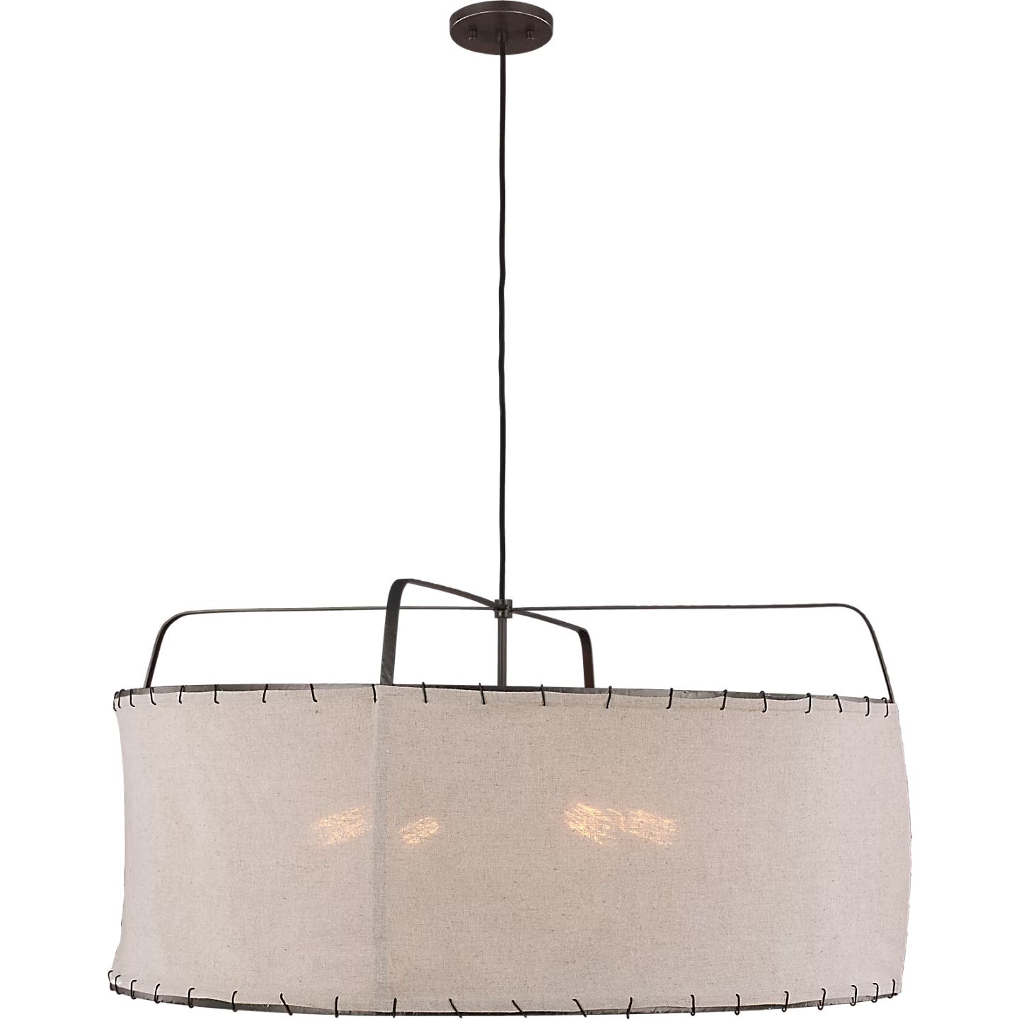 Dunne Wide Hanging Shade with natural linen shade