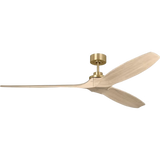 Collins Smart 70 Ceiling Fan in Burnished Brass with Washed White Oak Blades