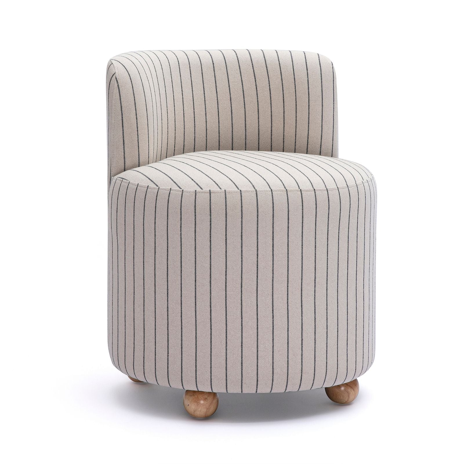 Pakuna Desk Chair in black and white performance fabric with wood ball legs