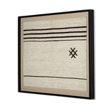 Angled view of Ankara Textile II woven artwork and black maple frame